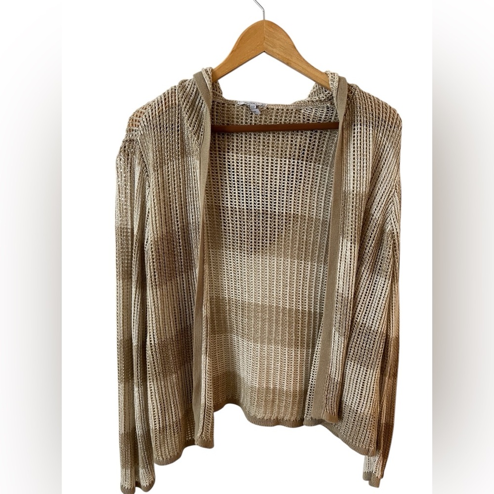 Women’s O’Neill tan stripped knit mesh coastal boho cardigan Size XL